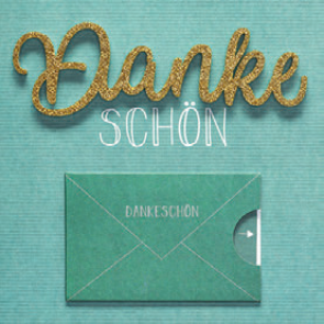 Grusskarten | Perleberg | Lettering Surprise Collection | Text Danke Schön | Glitter Gold