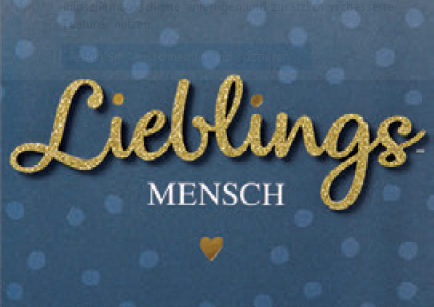 Grusskarten für Kreditkartenformat-Gutscheine | Perleberg | Lettering Gutscheinkarten | Text Lieblingsmensch | Glitter Gold